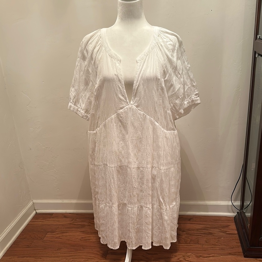 NWT Urban Thread White Textured Short Sleeve Dress size XXL